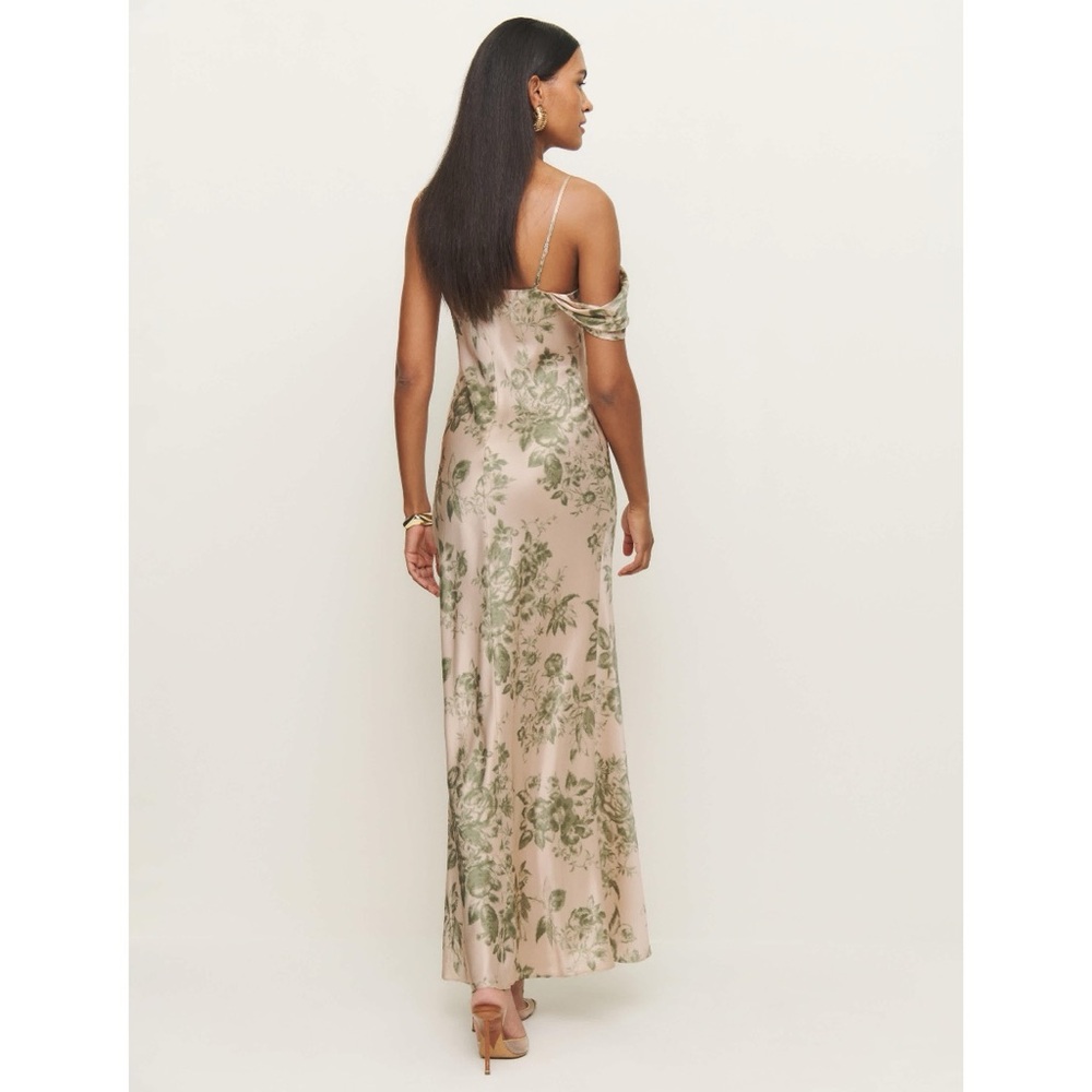 NEW Reformation Ronda Silk Maxi Dress Gown (Sz 8) Cowl Neck Symphonic Floral - Picture 3 of 16